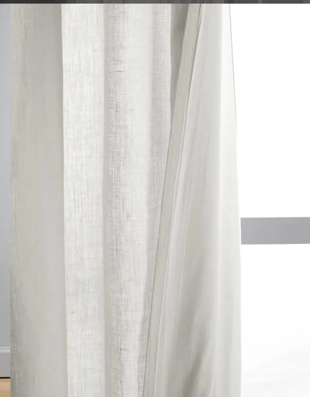 Quince European Linen Curtain  White Single Panel 96 X 120 in NWT
